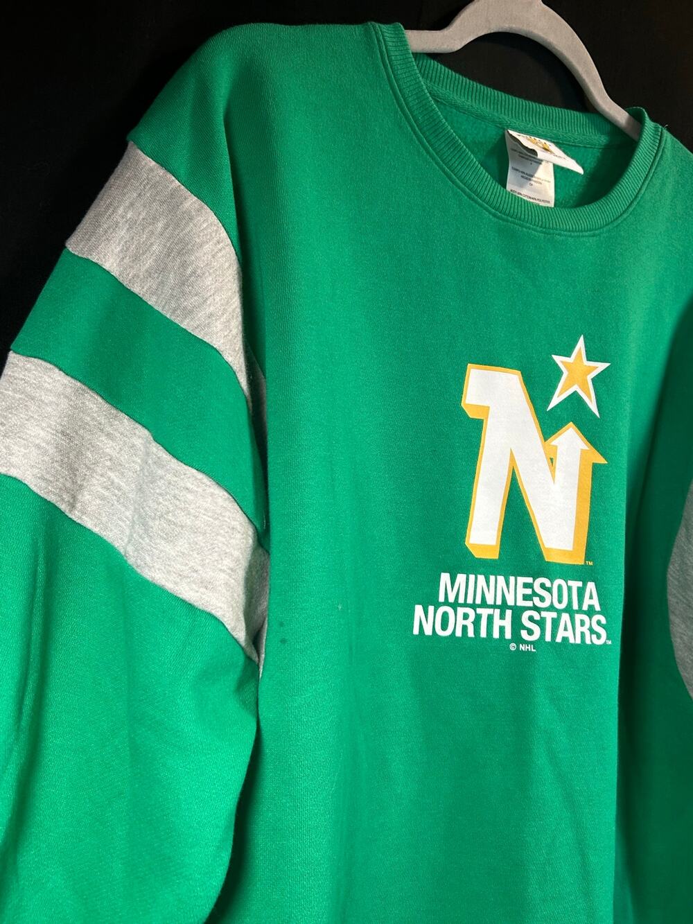 Minnesota North Stars NHL Vintage Hockey Crewneck Sweatshirt Green Small